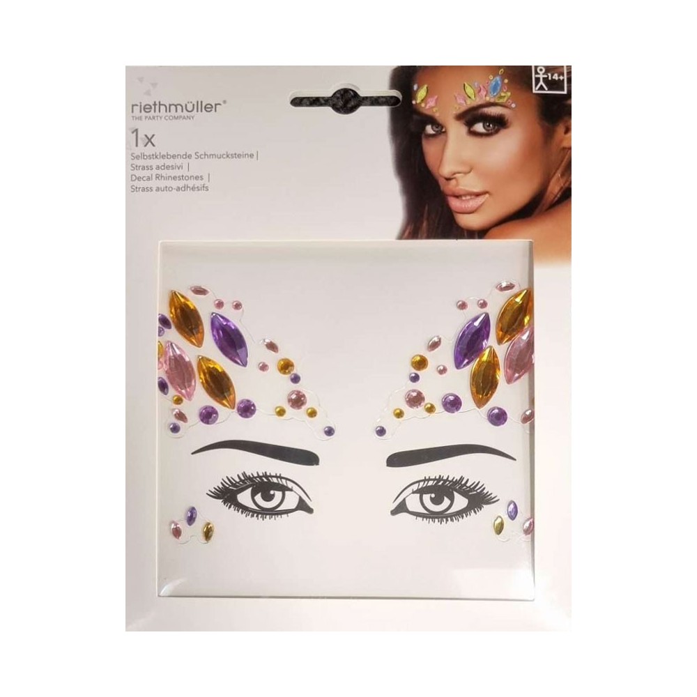 Party Face tattoo with self-adhesive rhinestones