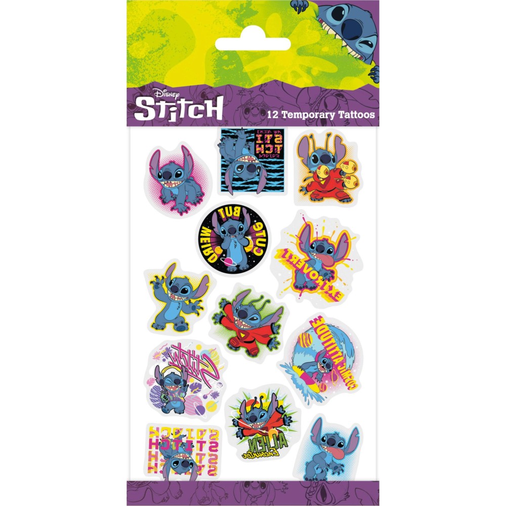 Disney Lilo and Stitch Extrovert tattoo set of 12