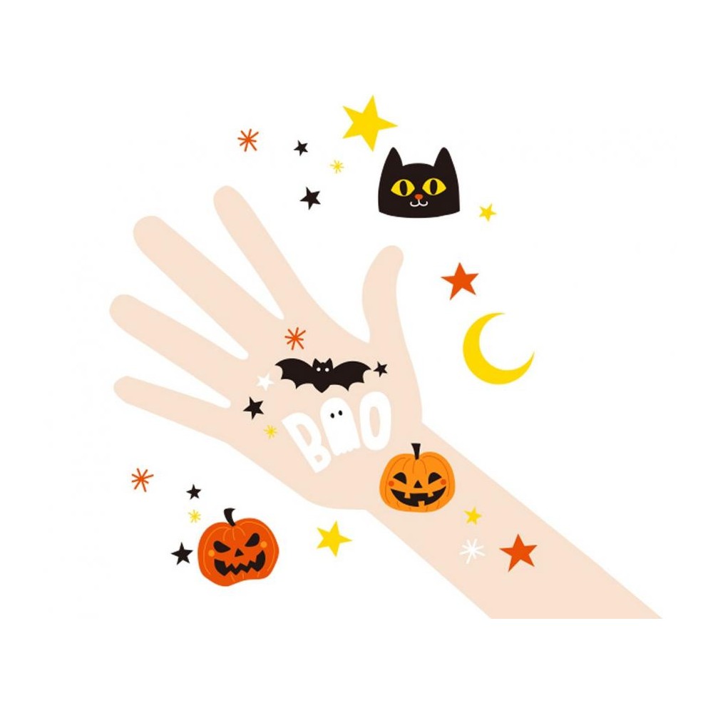 Halloween Boo tattoo set of 5