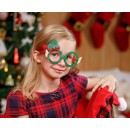 Christmas Green i glasses with little elf hat on top