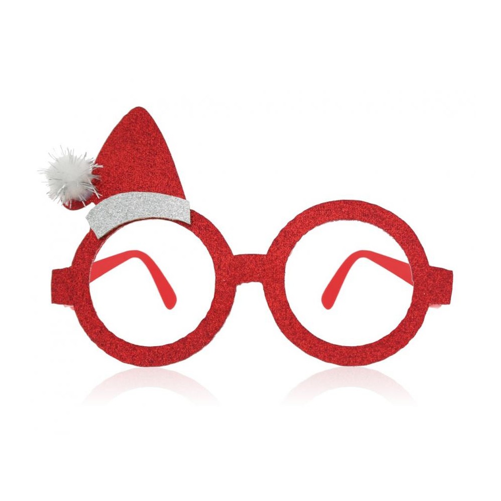 Christmas Red i glass with small Santa hat