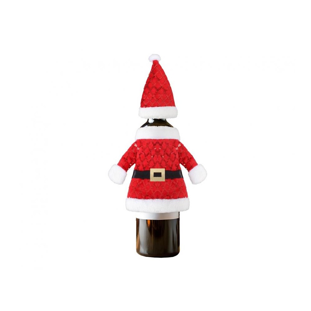 Christmas Red Santa Claus costume for bottles 30x24 cm
