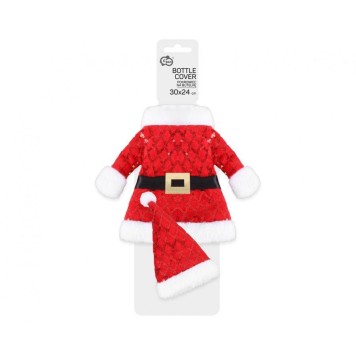 Christmas Red Santa Claus costume for bottles 30x24 cm