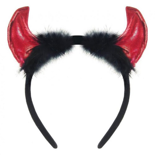 Halloween Red Devil horn headband with fur