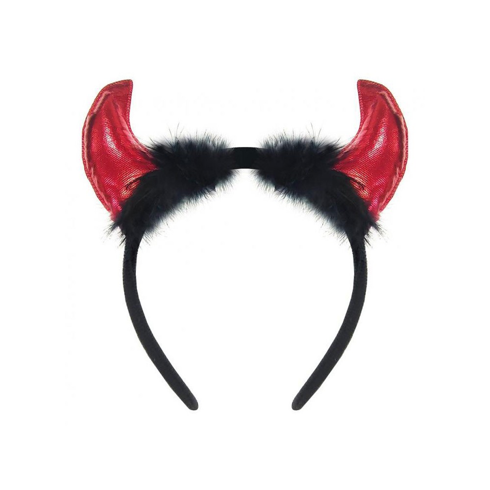 Halloween Red Devil horn headband with fur