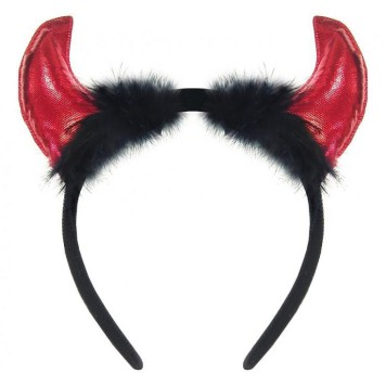 Halloween Red Devil horn headband with fur