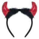 Halloween Red Devil horn headband with fur