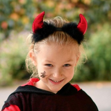 Halloween Red Devil horn headband with fur