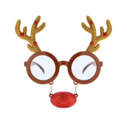 Christmas Reindeer glasses with a red nose