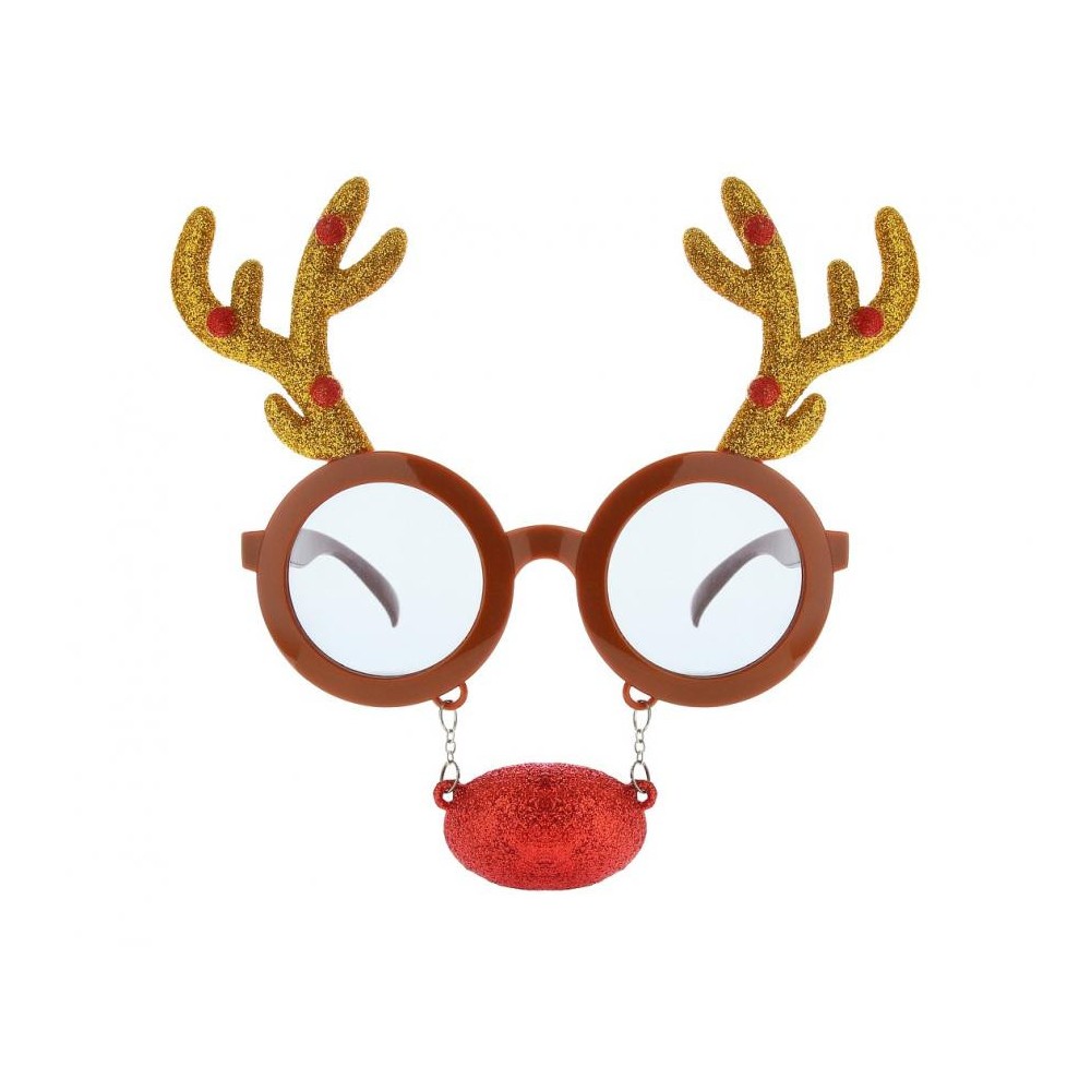 Christmas Reindeer glasses with a red nose