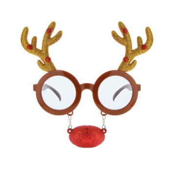 Christmas Reindeer glasses with a red nose