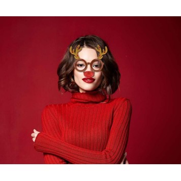 Christmas Reindeer glasses with a red nose