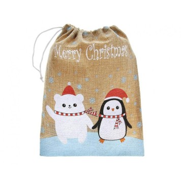Christmas Teddy and Penguin, Teddy and Penguin Bag 24 cm