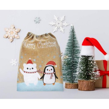 Christmas Teddy and Penguin, Teddy and Penguin Bag 24 cm