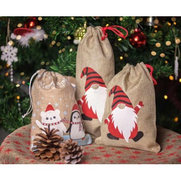 Christmas Teddy and Penguin, Teddy and Penguin Bag 24 cm