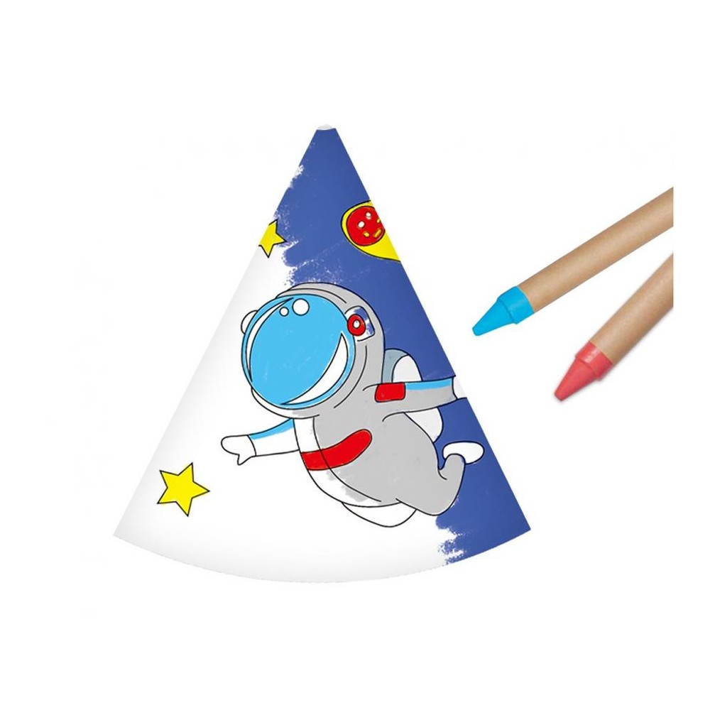 Space Universe, colorable party hat, 6 pcs
