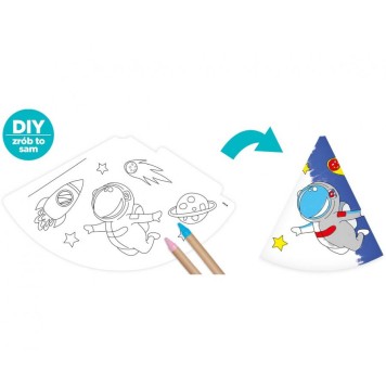 Space Universe, colorable party hat, 6 pcs