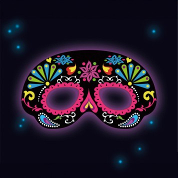 Colour Black Ornamental Glowing Plastic Mask 19x11 cm