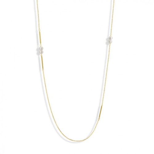 Victoria Gold-colored white pearl necklace