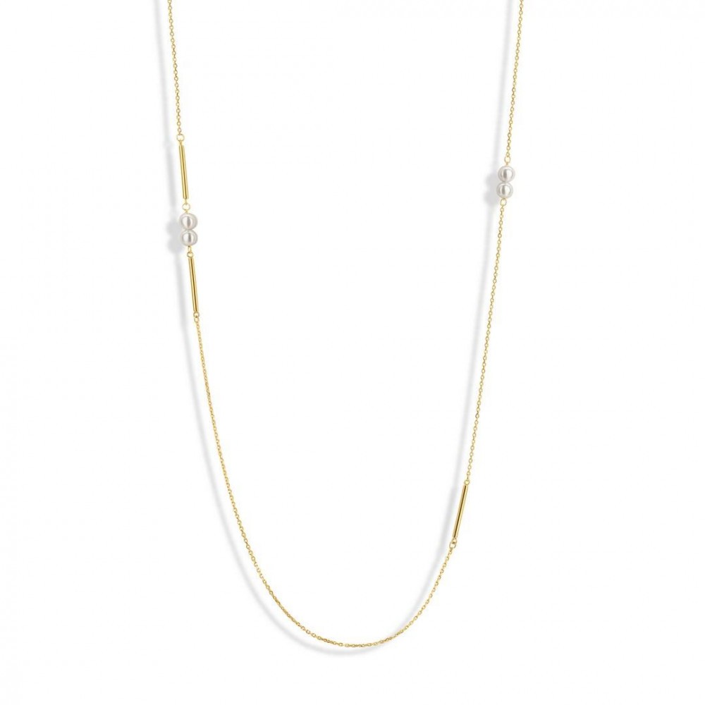 Victoria Gold-colored white pearl necklace