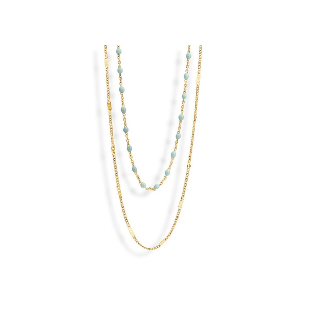 Victoria Gold-Colored Blue Beaded Necklace
