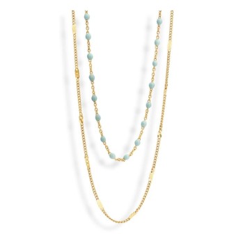 Victoria Gold-Colored Blue Beaded Necklace