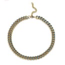 Victoria Gold-Colored Blue Patterned Necklace