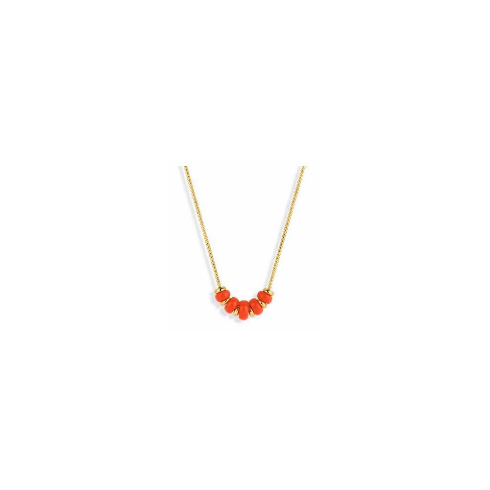Victoria Gold-colored red beaded necklace