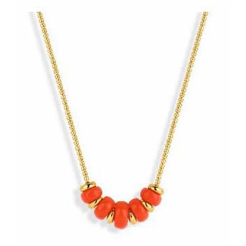 Victoria Gold-colored red beaded necklace