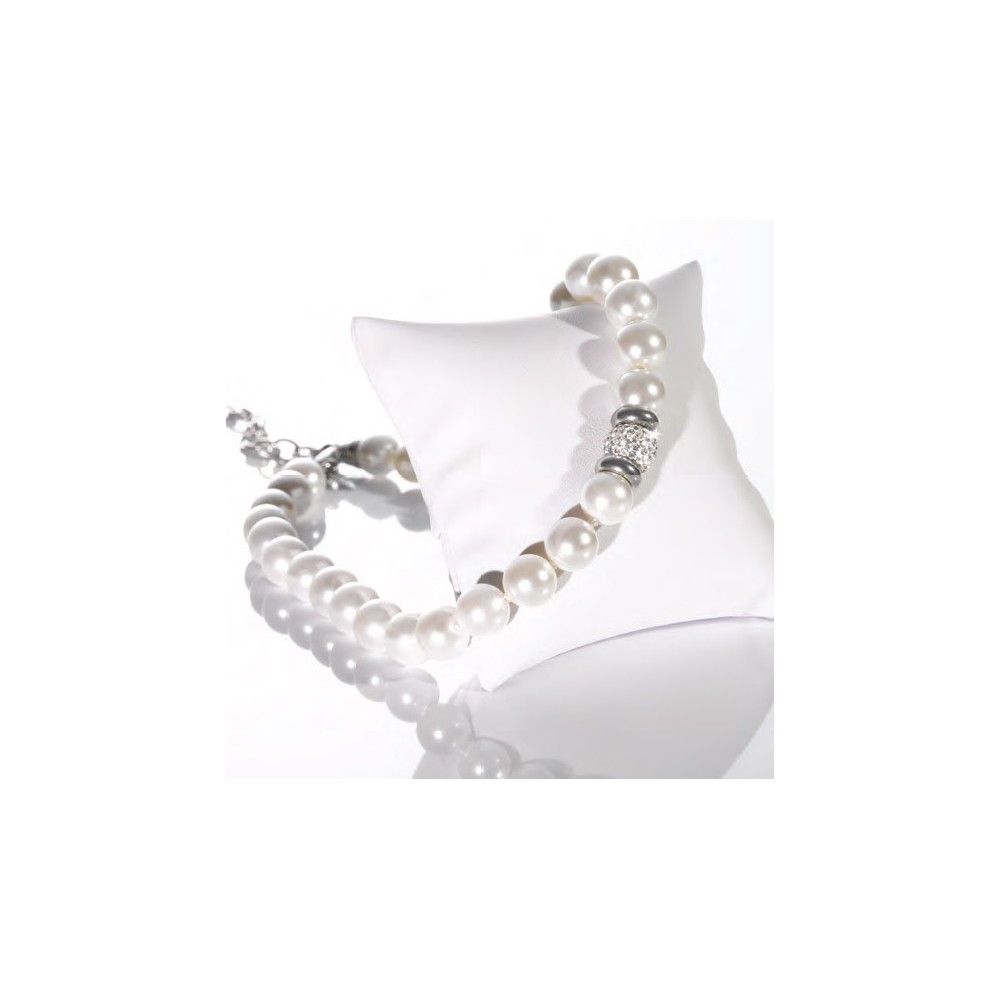 Victoria Silver-colored white pearl necklace