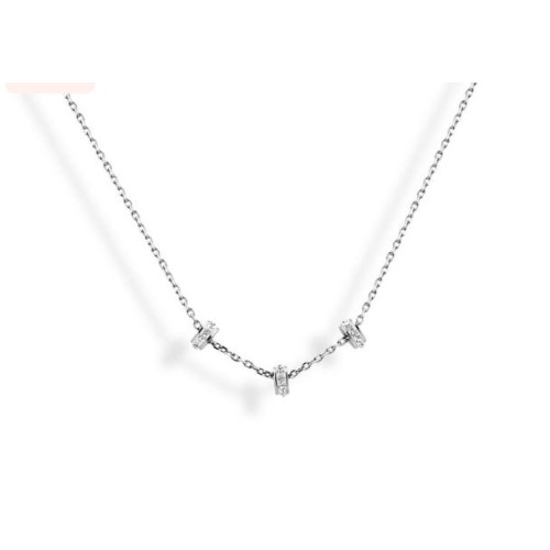 Victoria Silver Color White Stone Donut Necklace