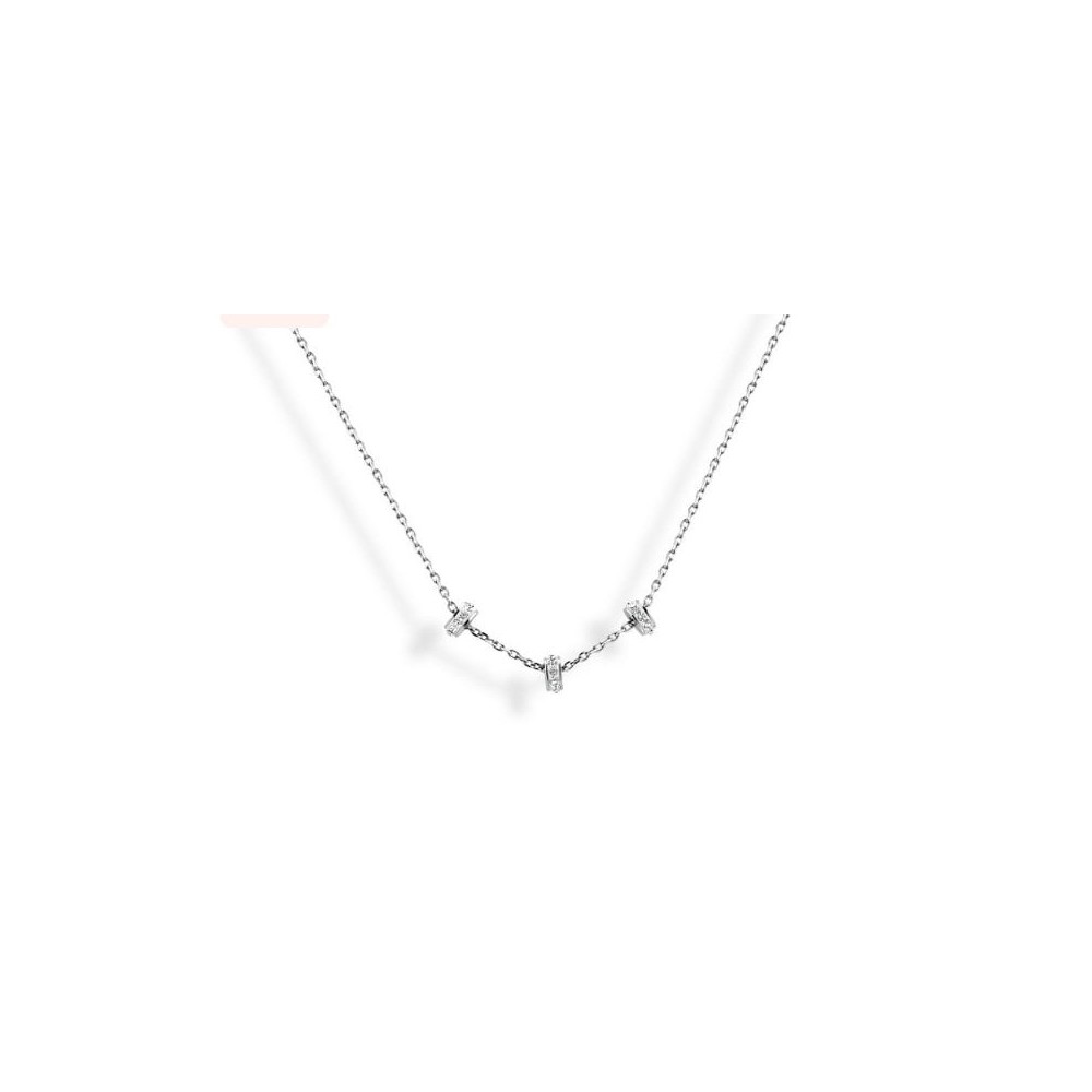 Victoria Silver Color White Stone Donut Necklace