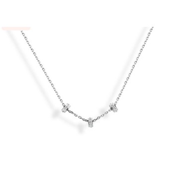 Victoria Silver Color White Stone Donut Necklace