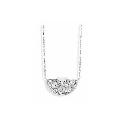 Victoria Silver-colored White-stone Crescent Necklace