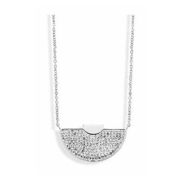 Victoria Silver-colored White-stone Crescent Necklace