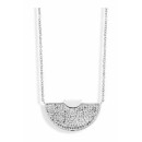 Victoria Silver-colored White-stone Crescent Necklace