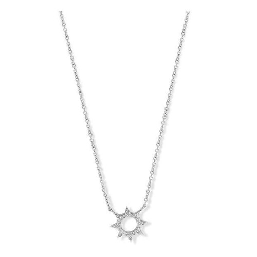 Victoria Silver Colored White Stone Sun Necklace