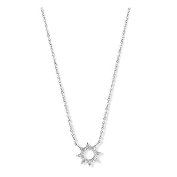 Victoria Silver Colored White Stone Sun Necklace