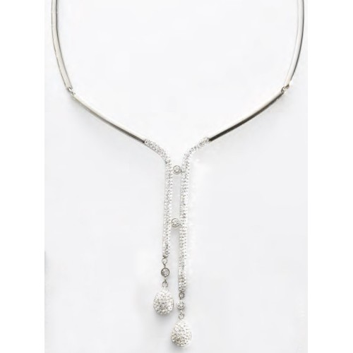 Victoria Silver-colored necklace with white stones