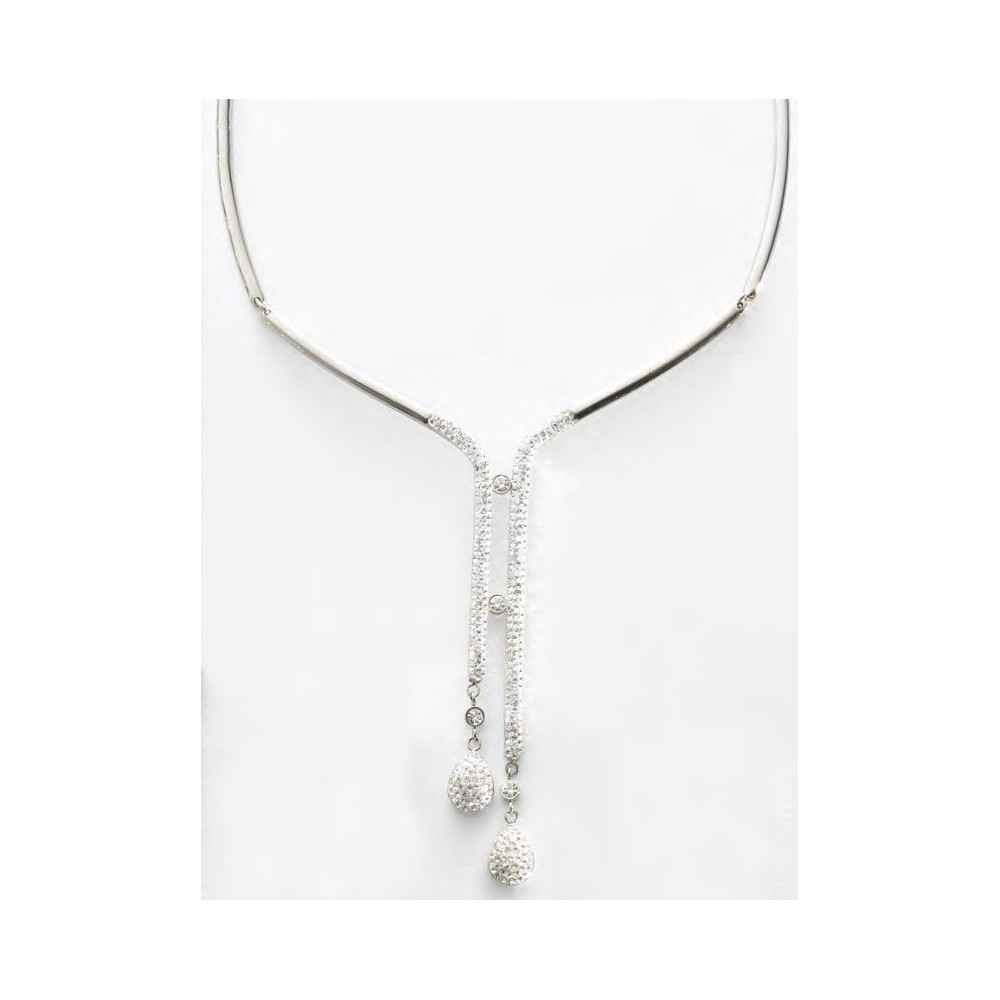 Victoria Silver-colored necklace with white stones