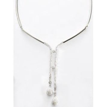 Victoria Silver-colored necklace with white stones