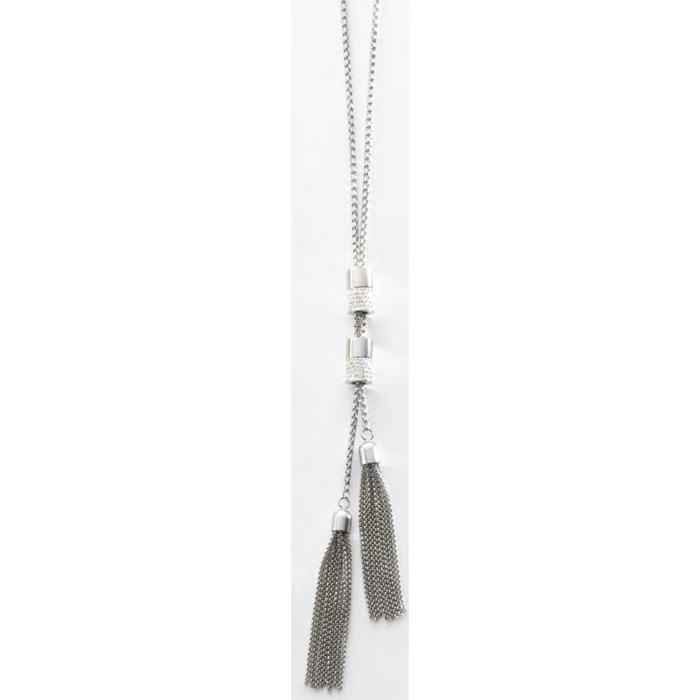 Victoria Silver-colored white stone necklace