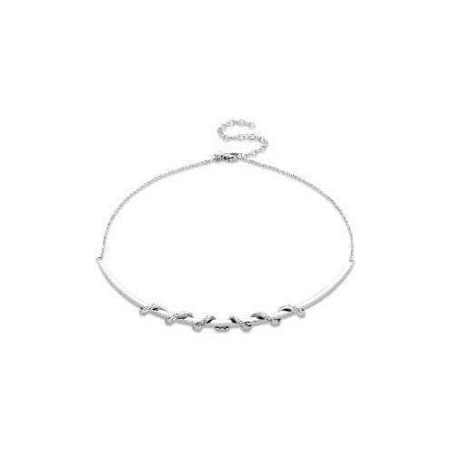 Victoria Silver-colored spiral necklace with white stones