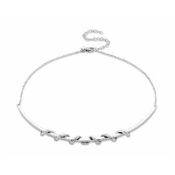Victoria Silver-colored spiral necklace with white stones