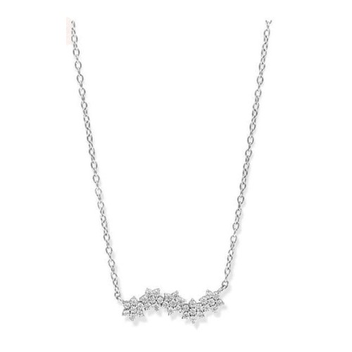 Victoria Silver Colored White Stone Flower Necklace