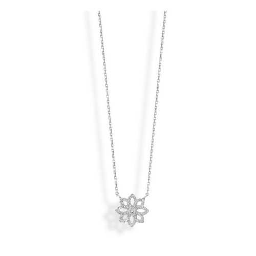 Victoria Silver-colored flower necklace with white stones