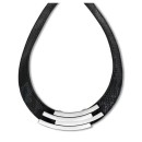 Victoria Silver-colored black leather necklace