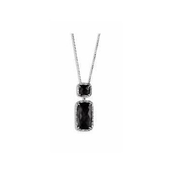 Victoria Silver-colored black stone necklace