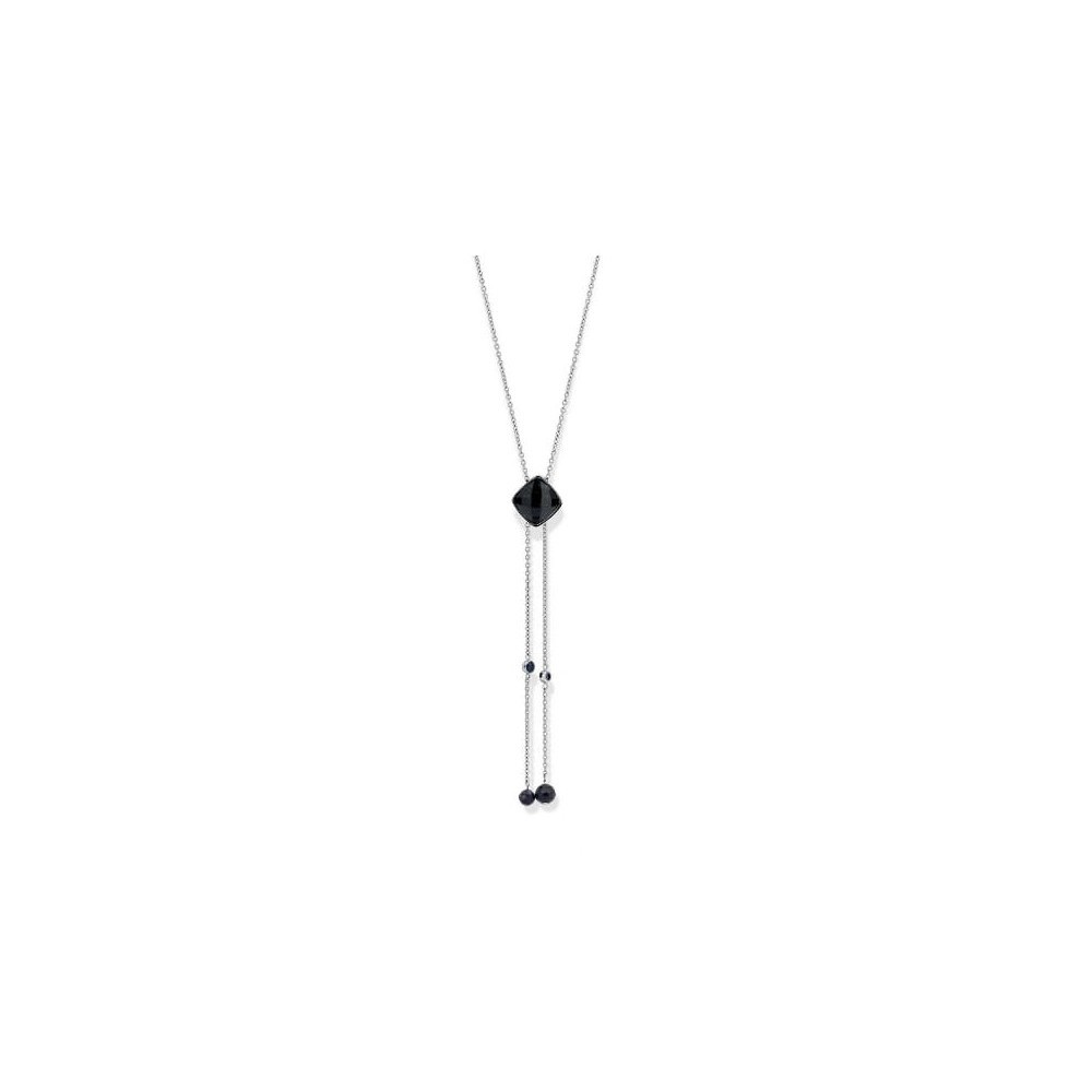 Victoria Silver-colored black stone necklace