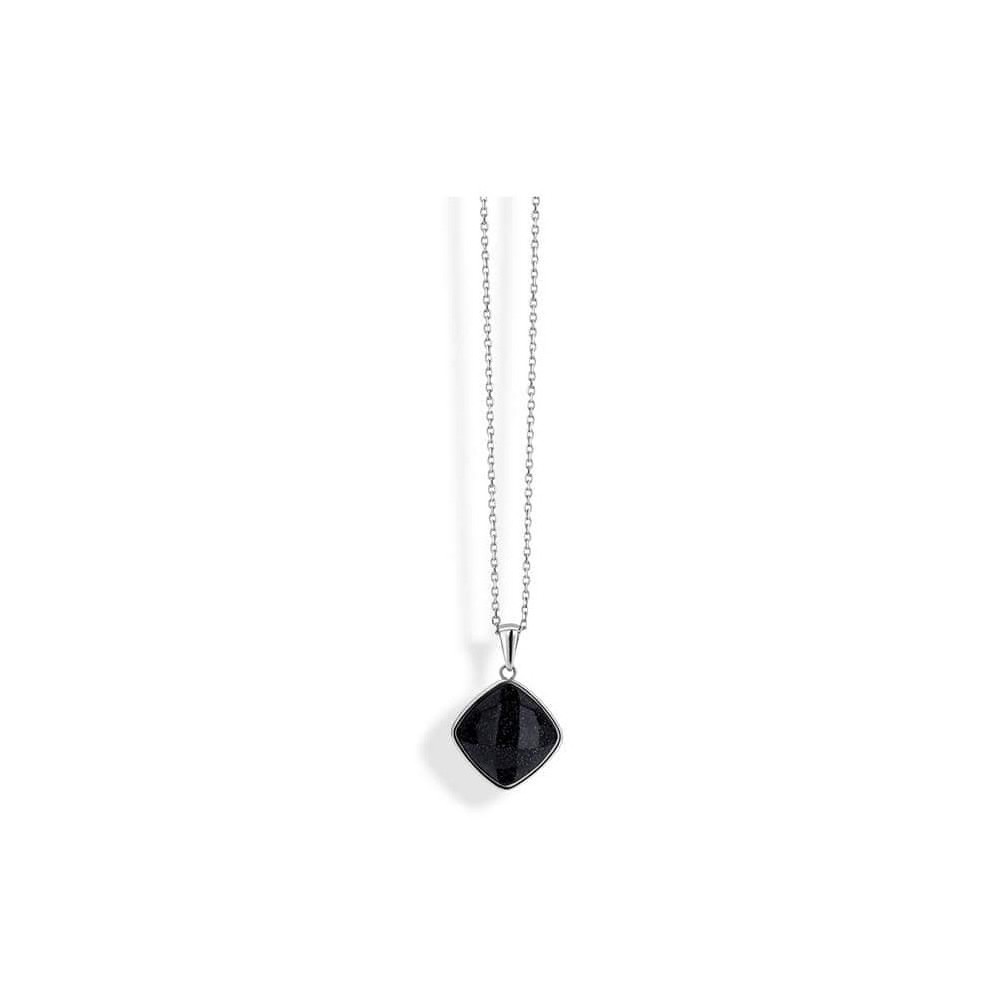 Victoria Silver-colored black stone necklace